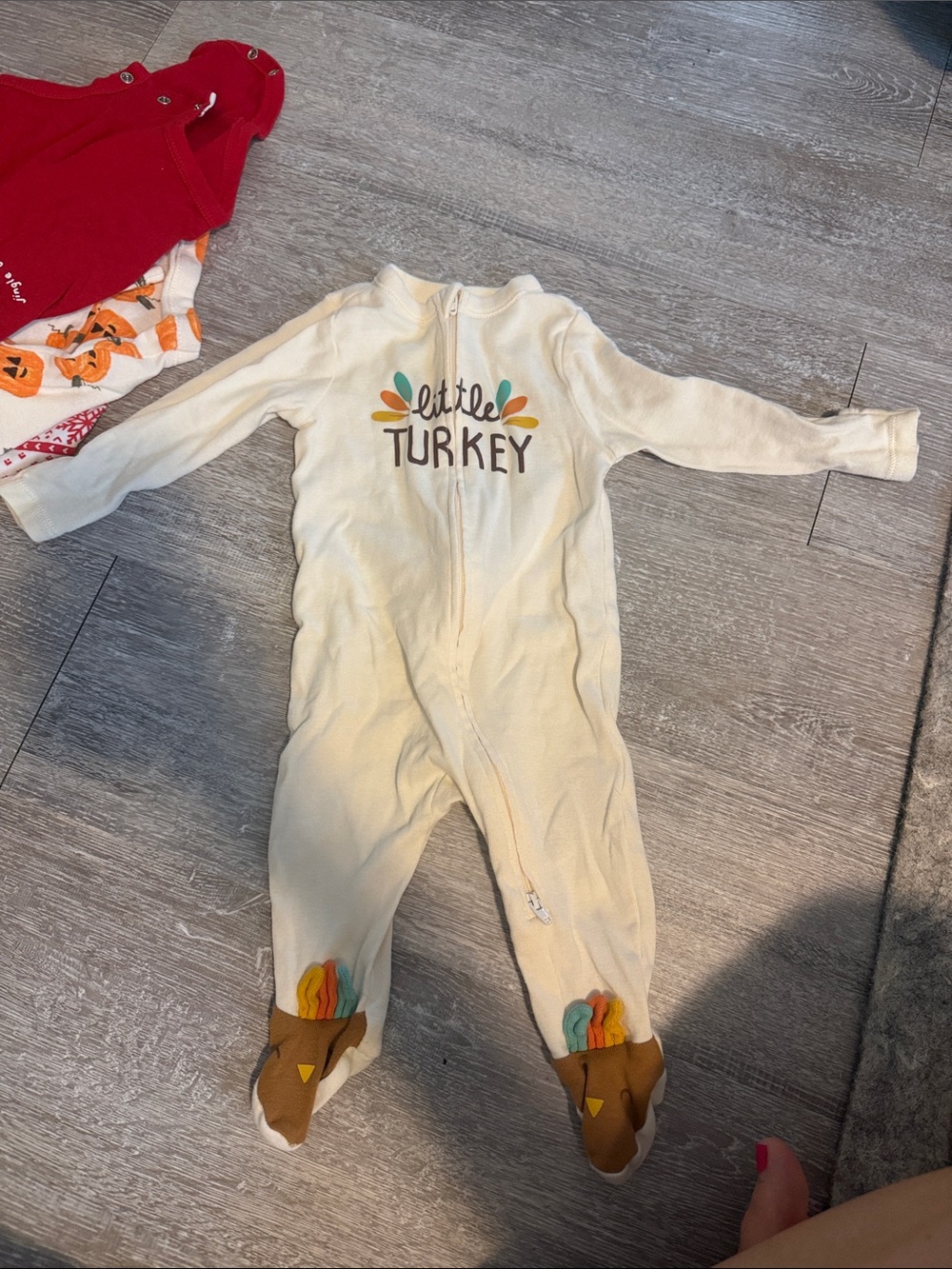 Old Navy Cream "Little Turkey" One-Piece Footed Sleeper